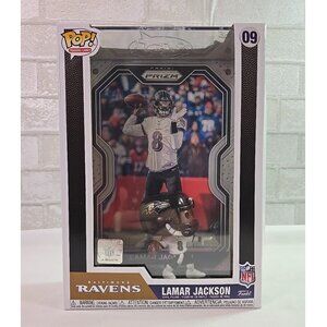 Funko POP Lamar Jackson #09 Baltimore Ravens PANINI Prizm Trading Card EXCLUSIVE